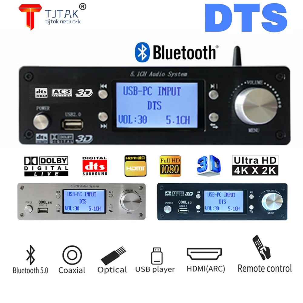 

Tjtak RH-699X 4K Audio Decoder Bluetooth 5.0 Fiber Coaxial 5.1 Channel for HDMI-compatible Audio Splitter DTS Dolby Decoder
