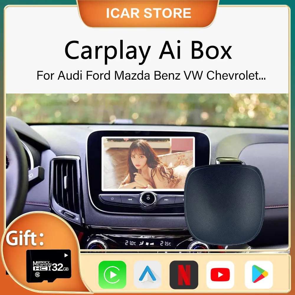 

Беспроводной автомобильный адаптер Carplay Ai Box UX999, Bluetooth, Android, Carplay Donle, 4-64 Гб, радиоприемник, автомобильный мультимедиа, Netfilx, YouTube