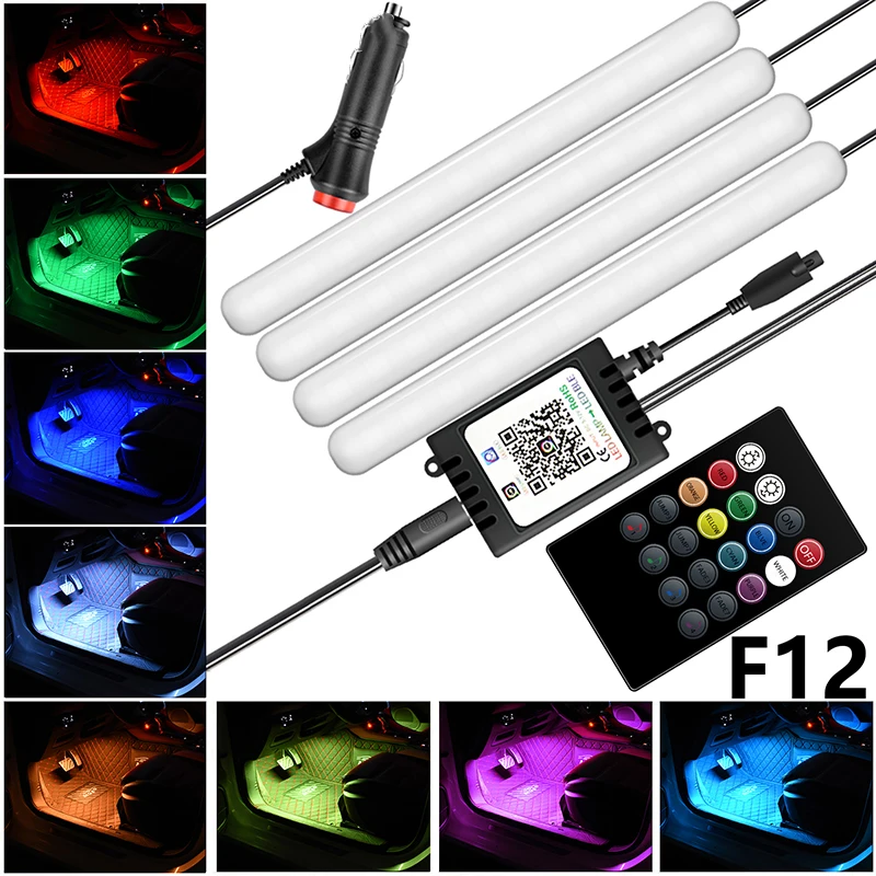 

Car Atmosphere Light Foot Light USB/Cigarette Lighter Remote Control APP Interior Decorative Ambient LED Lamp Strip Accessories