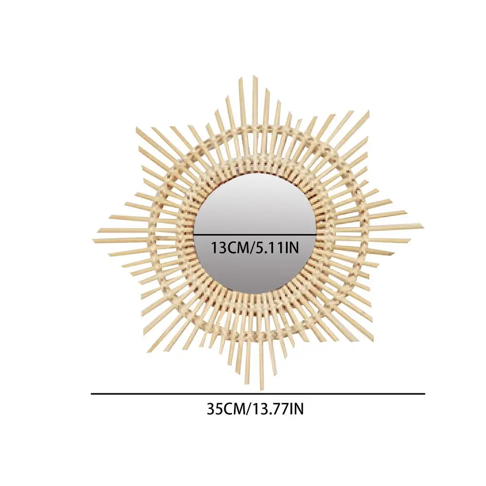 

Rattan Decorative Wall Mirror Innovative Frame Decor Makeup Mirror Dressing Bedroom Bathroom Wall Hanging Mirrors Decoration