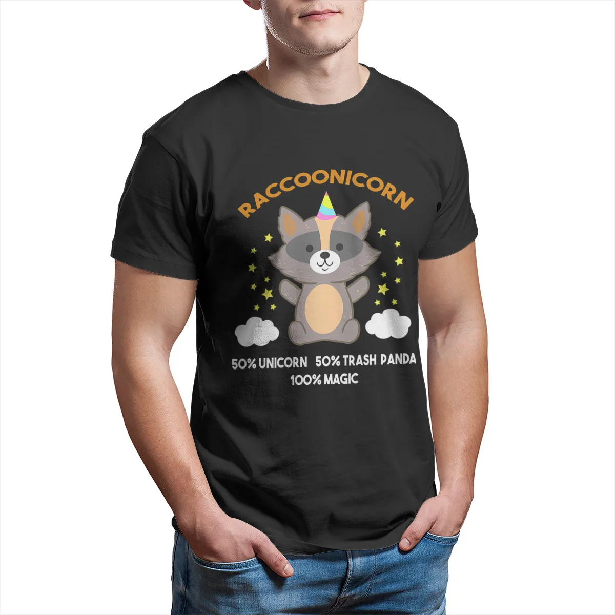 Raccoonicorn енот Единорог для мусора футболка с изображением панды Мужская из хлопка