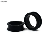 leosoxs 1pair silicone blackwhite transparent hollow pulley auricle flesh colored ear expander body piercing jewelry 3 76mm
