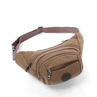 canvas multi pocket zipper mens waist packs sports travel crossbody chest bag portable mobile phone coin card wallet pouch