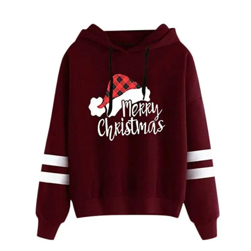

Hoodies Women Sweatshirt Printed Christmas Top Letter Printed Casual Hoodies Long Sleeve Drawstring Women Clothing Sweatshirt