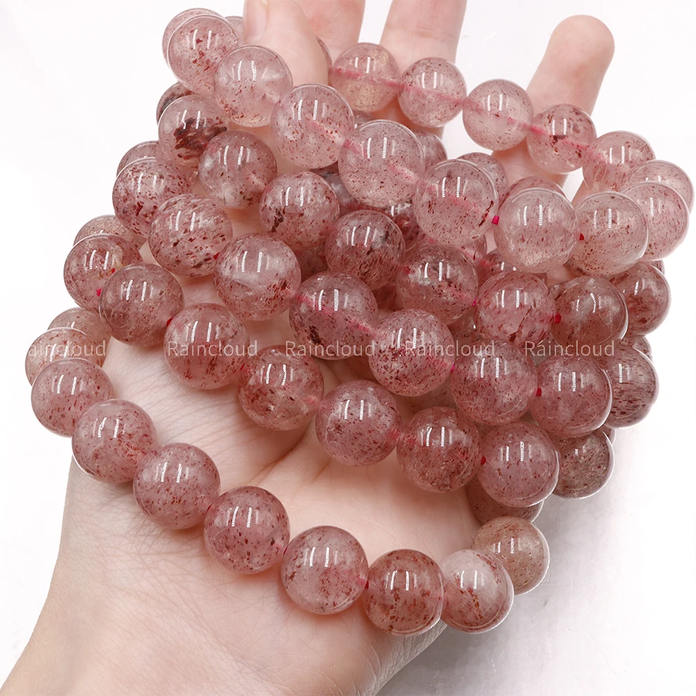 

Natural A Russian strawberry quartz Round Loose Bead stone bracelet not treatment For Jewelry Making DIY design