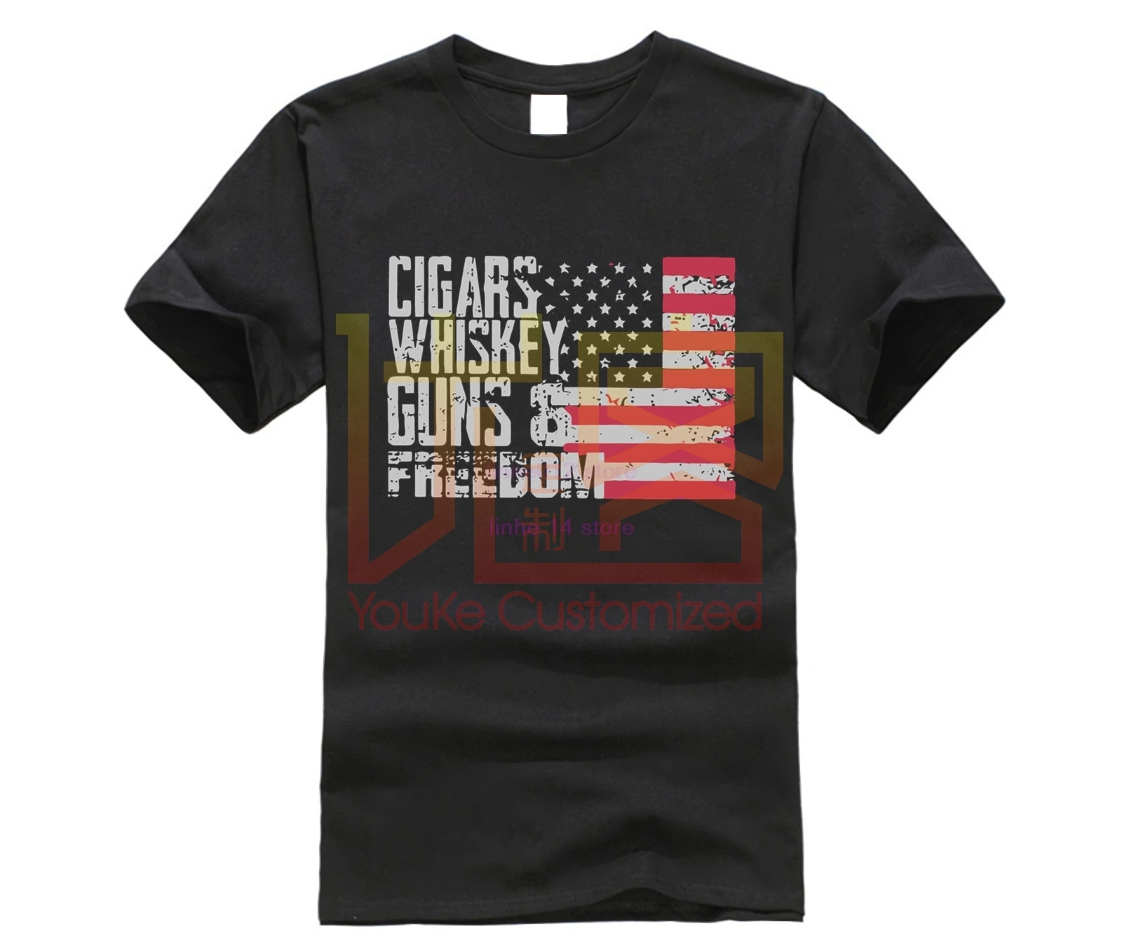 Cigars Whiskey Guns and Freedom футболка забавная мужские и женские футболки с принтом