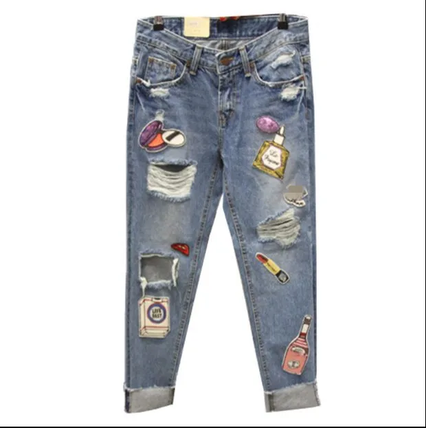 2019 Сезон весна лето Женская обувь размера плюс джинсы черного цвета модные с