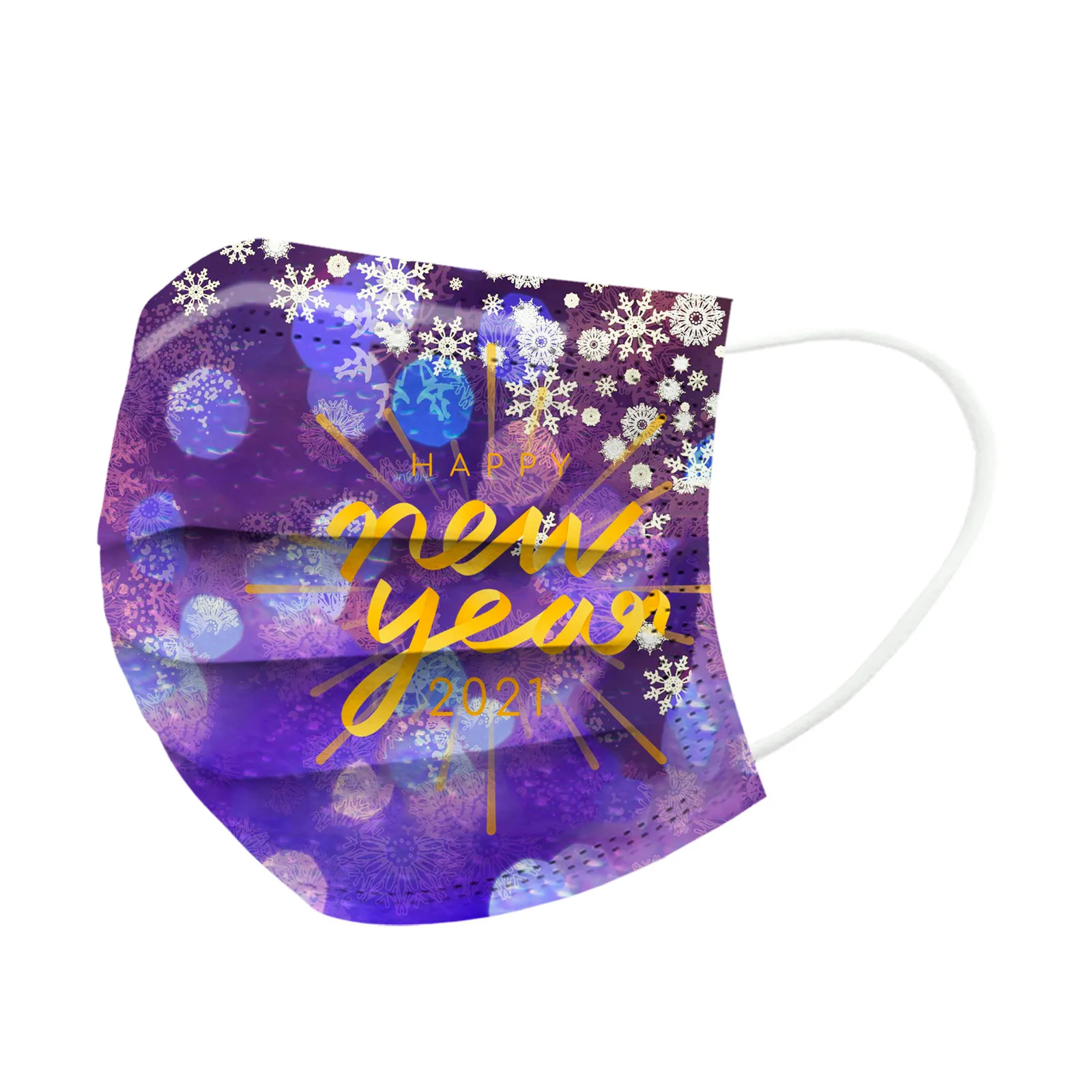

100pcs Mascarillas 2021 Disposable New Year Printed Masks Masque Adult Nonwoven Pollution Protective Mask Mascherine #3