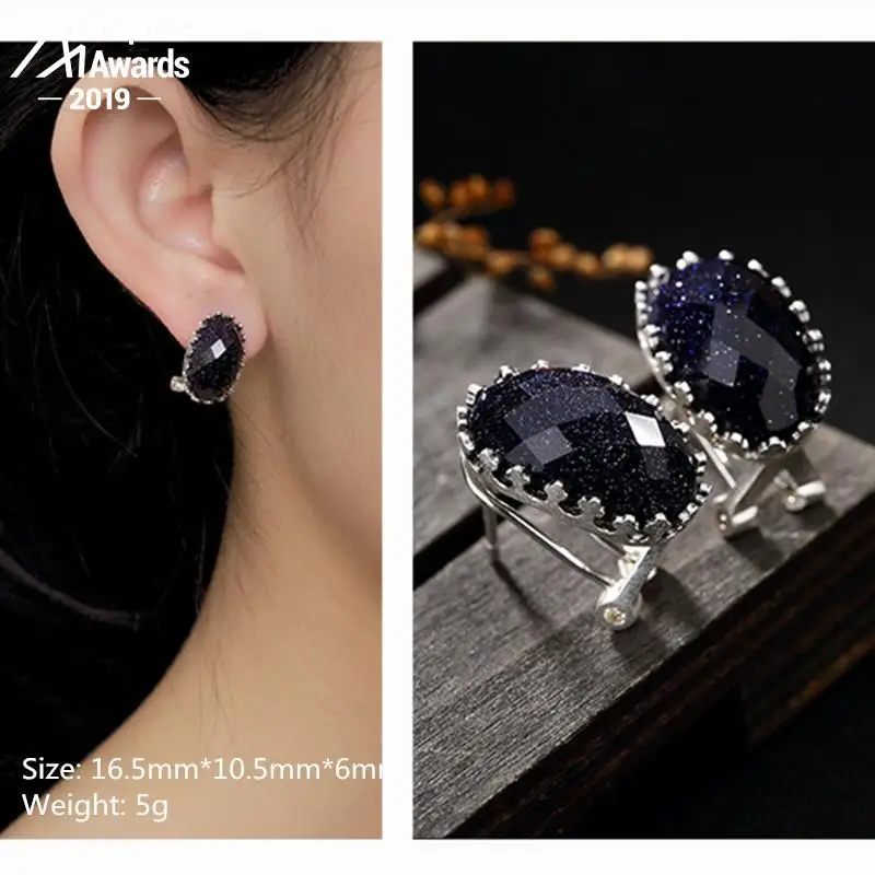 Польша S925 Изящные серьги-гвоздики сапфировые серьги для женщин антикварный