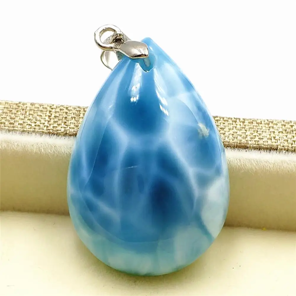 Женский и мужской кулон Larimar из натурального синего камня 31x21x8 мм Подарок на