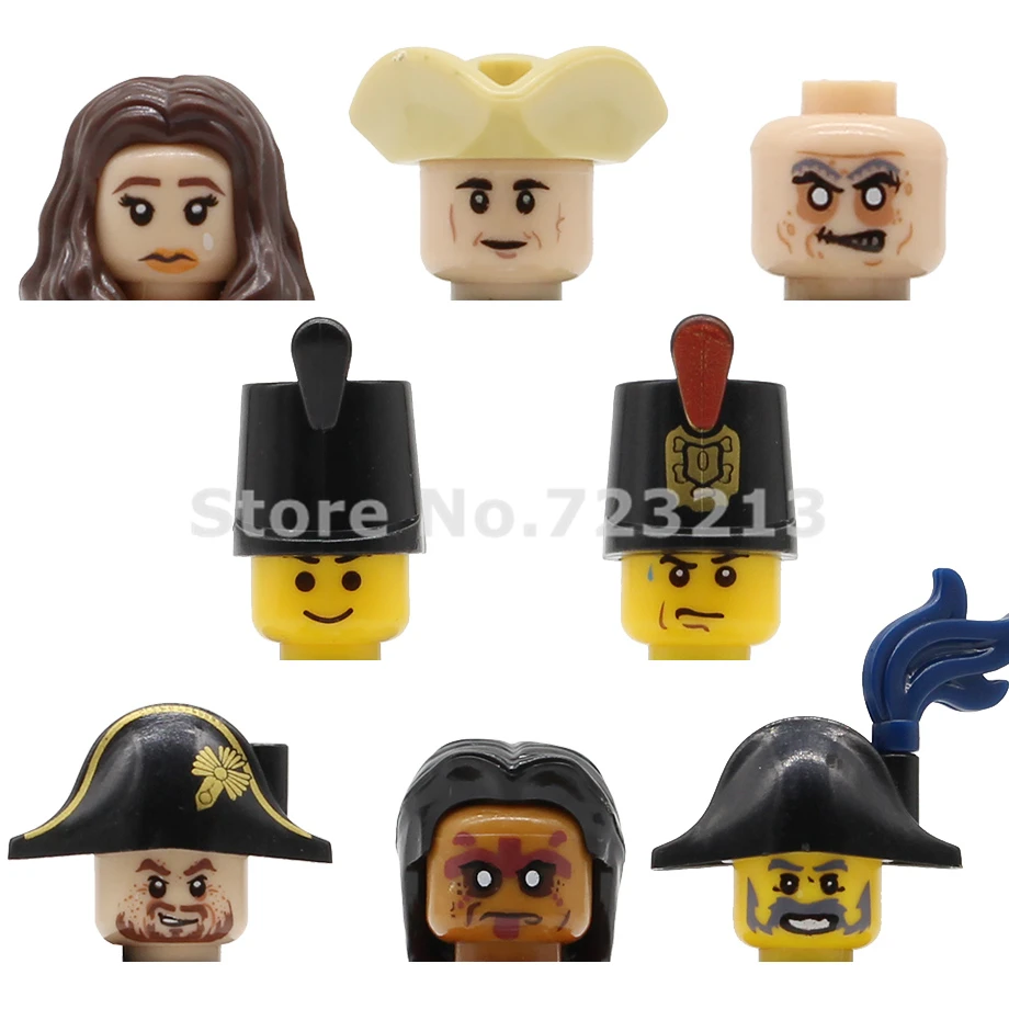 Feleph 8 шт./лот Карибский Капитан Джек фигурка голова набор странные приливы
