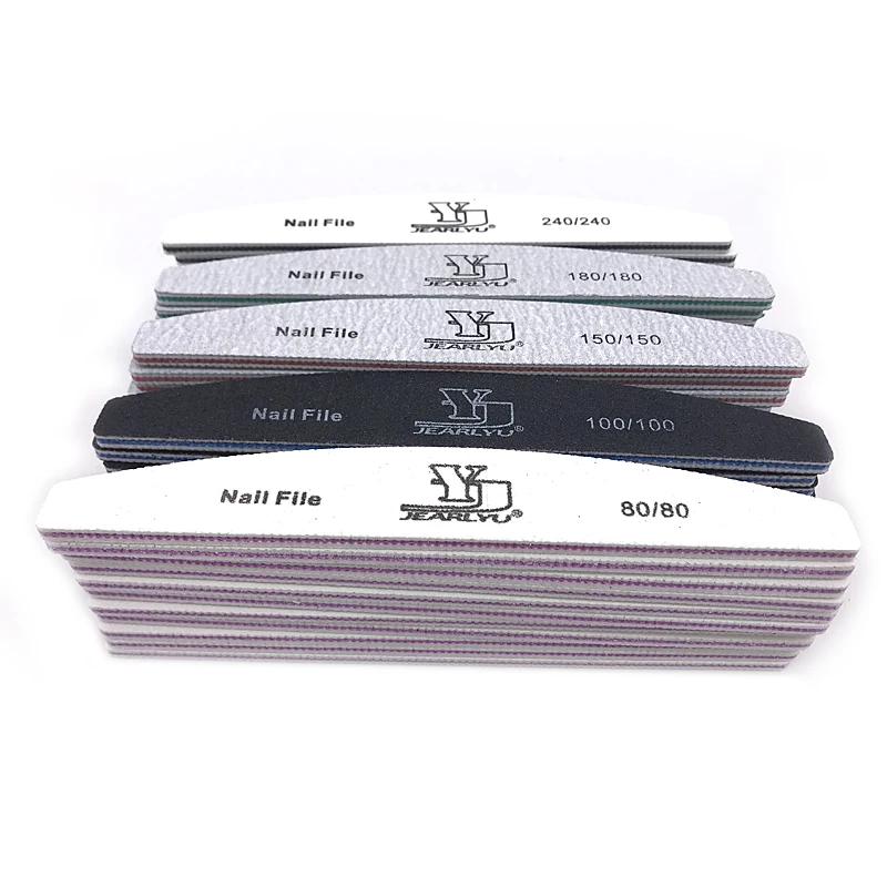 50 Pcs Professional Nail Files Sandpaper 80/100/150/180/240 nagel vijlen Nail Buffer Blocks Lime Curve Manicure Nail File Tools