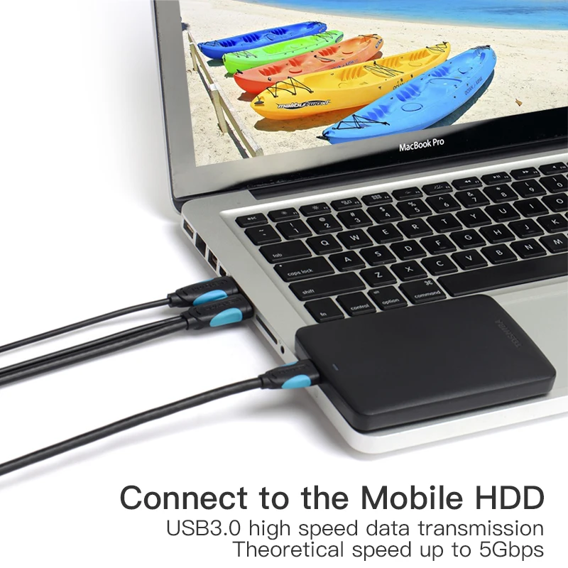 Vention Micro USB 3 0 Dual с кабелем питания для мужчин и супер скорость 5 Гбит/с
