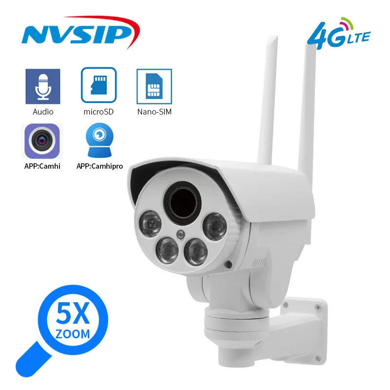 IP камера 1080P 4G с поддержкой SIM карты Wi Fi PTZ 5 кратное увеличение|Камеры