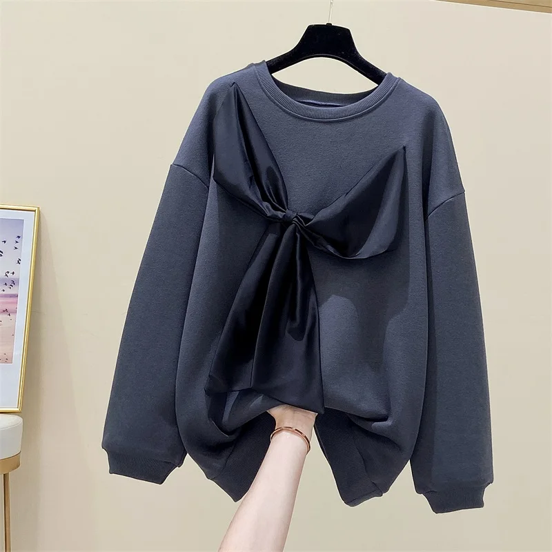 

Милая флисовая одежда большого размера с бантом, корейская мода, осенняя Женская одежда, Женский пуловер, свитшот, кавайное винтажное пальт...