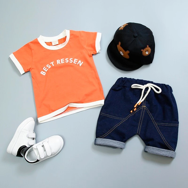 XHzimuduan Orange Модная одежда для детей, детская мода, костюм для мальчиков и девочек, хлопковая одежда для малышей с буквенным принтом Одежда для детей; штаны для девочки; 2 шт./компл. детей Костюмы - Цвет: XHzimuduan Orange