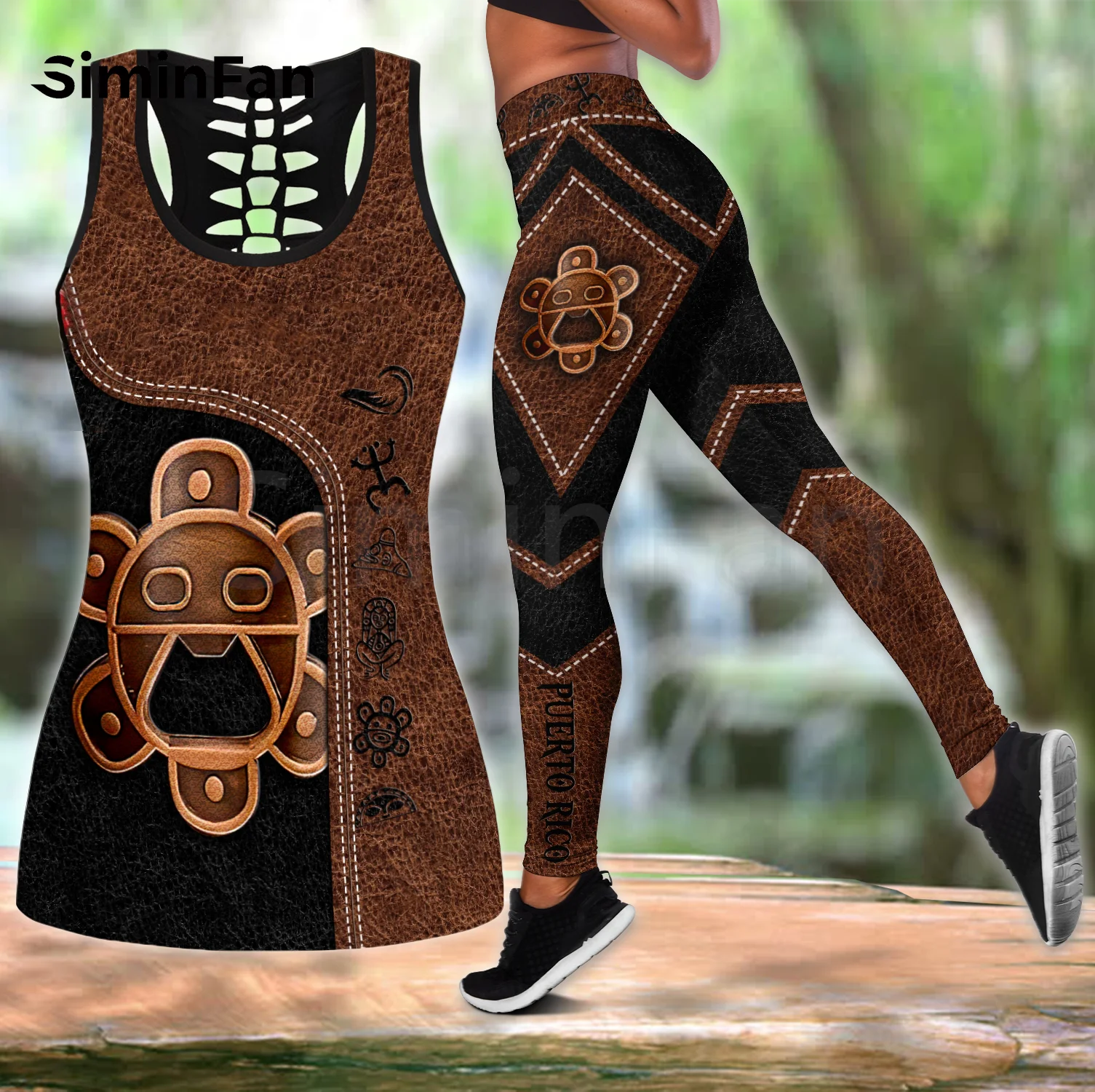 

Puerto Rico Frog Combo Outfit Two Piece Yoga Sets Women 3D Printed Hollow Out Tank Top Leggings Summer Vest Casual Pant Suits 01