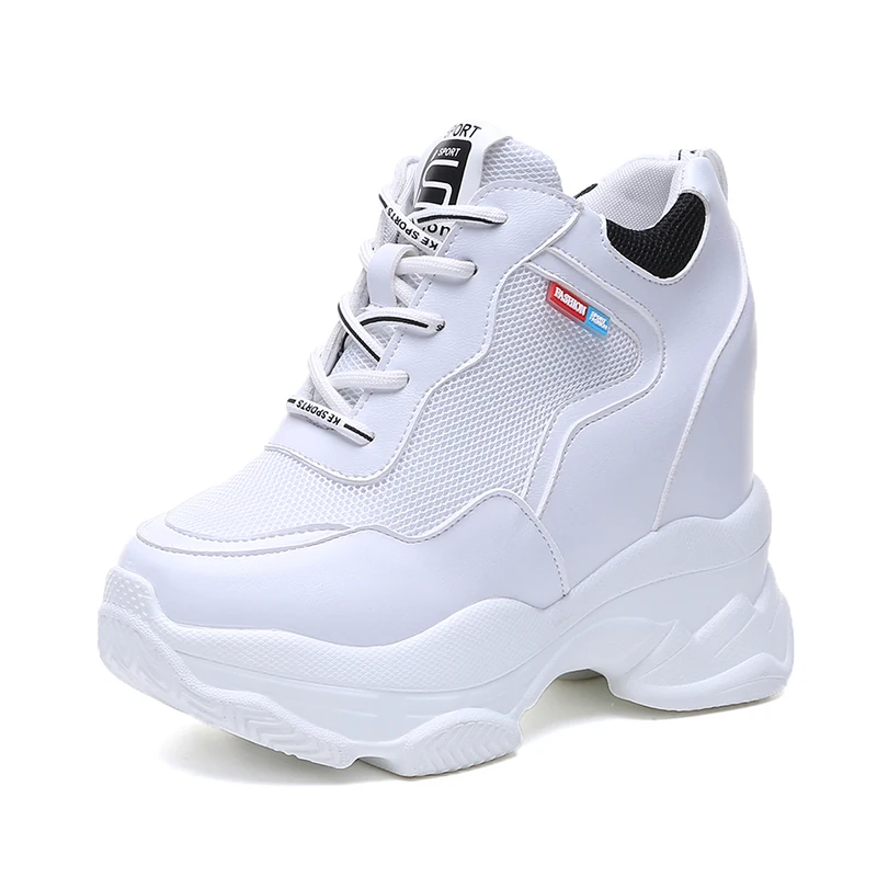 White Black spring autumn fashion platform shoes casual sweet sports shoes shallow mouth Femmes Height Increase Shoes White mujer - Цвет: White Black