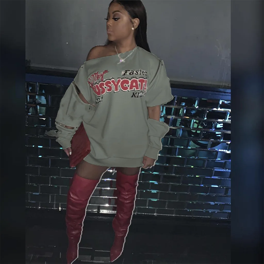 Женское мини-платье на молнии с надписью | Женская одежда
