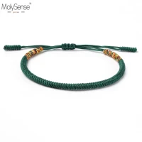 molysense green tibetan buddhist love lucky charm tibetan bracelets bangles for women men handmade knots rope budda bracelet