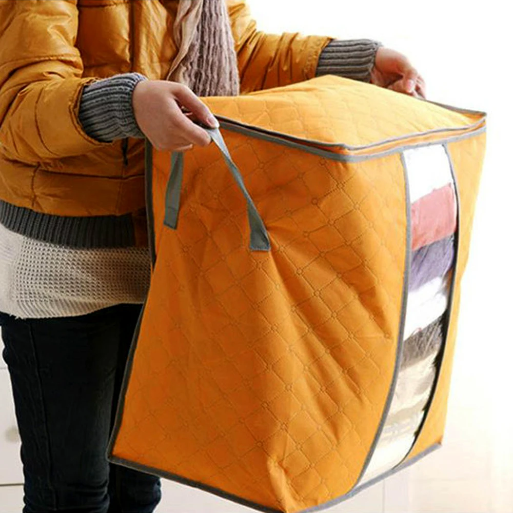 

Underbed Pouch Box Case Sheets Quilt Clothing Storage Bag Wardrobe Closet Organizer Foldable Partial Transparent Dustproof