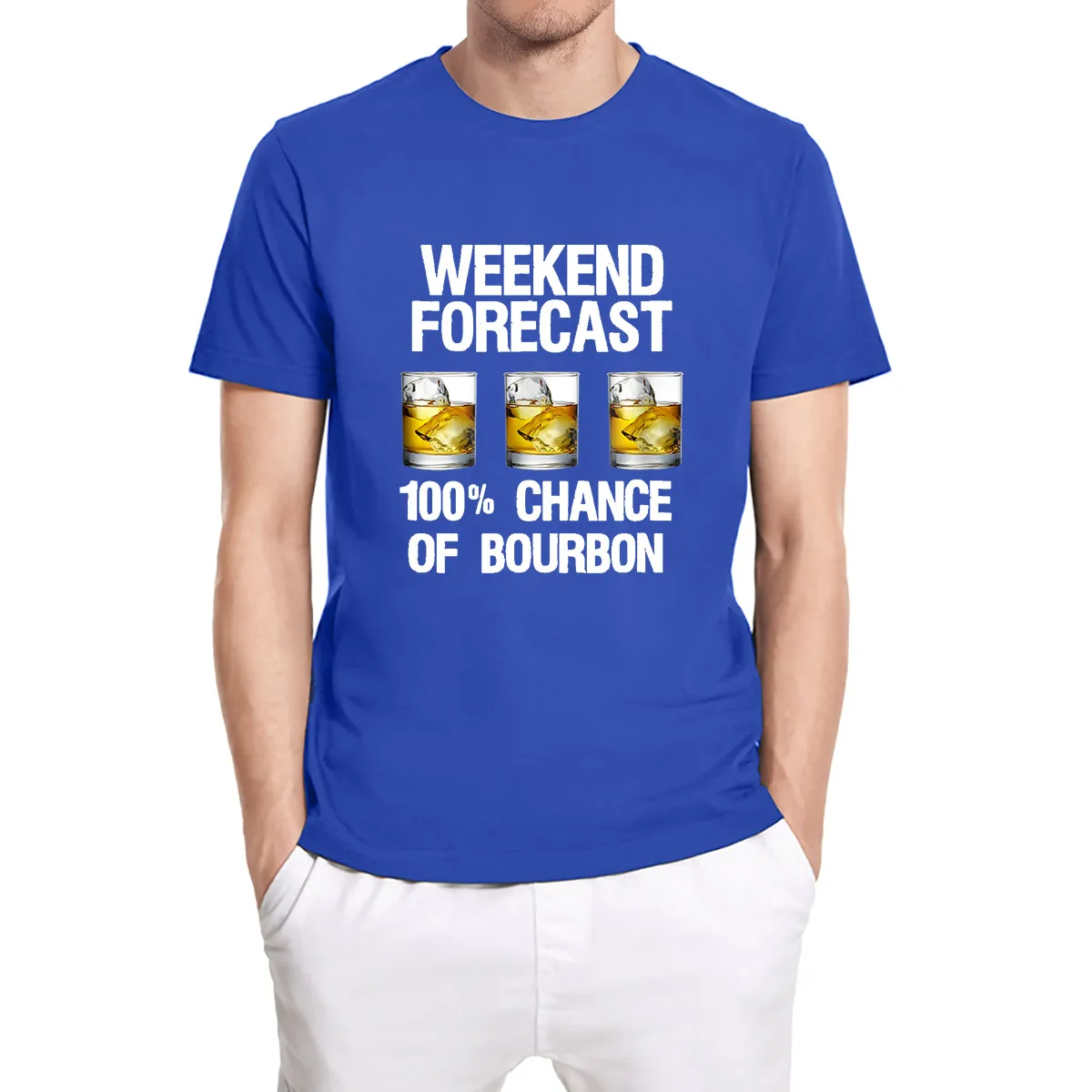 

Bourbon Of Forecast Tee Weekend Vintage 100% Chance Drinking Vintage Funny T Shirt Men's Short Sleeve T-shirt Harajuku Tops Tee