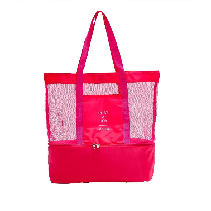

High Capacity Women Mesh Transparent Double-Layer Heat Preservation Large Picnic Beach Bags Tote Office Lunch Snacks Clothes