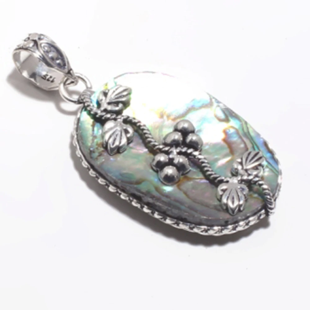 

Кулон в виде раковины абалона Серебристая верхняя часть меди, женское украшение в подарок