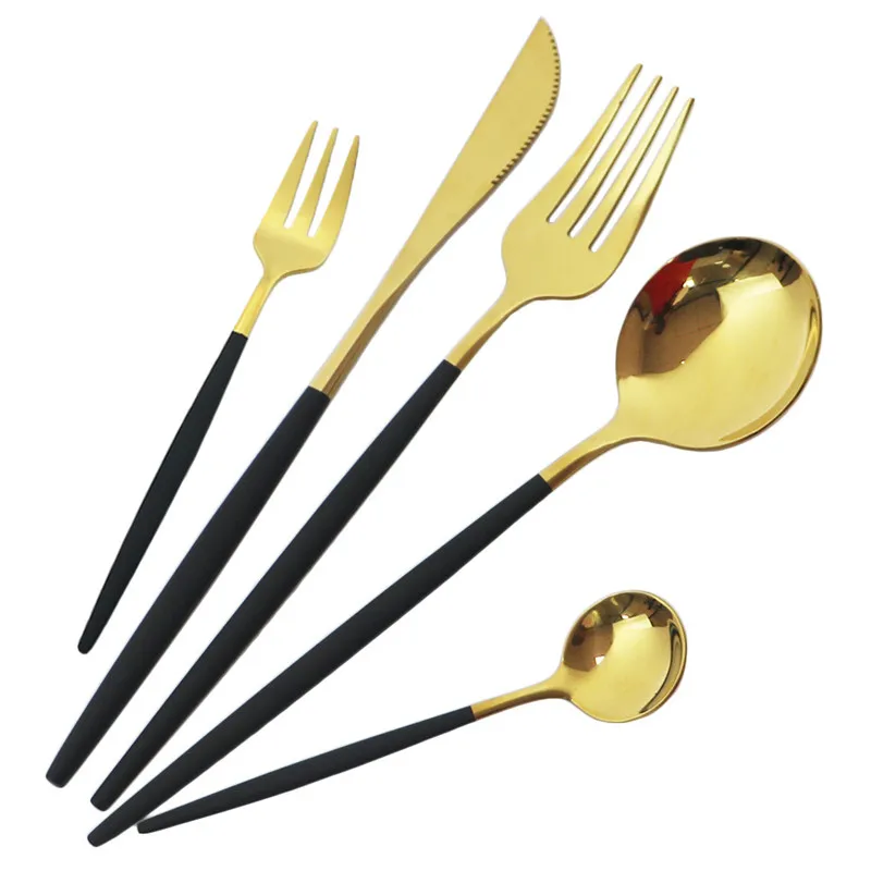 

30Pcs Gold Stainless Steel Cutlery Set Knife Fork Spoon Silverware Party Dinnerware Sets Home Tableware Kitchen Flatware Kit