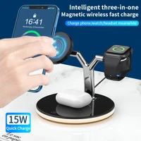 15w qi 3 in 1 magnetic wireless charger dock station for magsafe iphone 1211fastcharging station apple watch 654 airpods pro