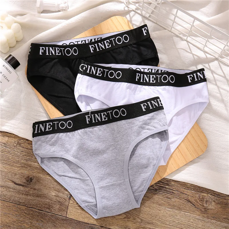 FINETOO M 2XL Хлопковые женские трусы с буквенным принтом женское нижнее белье низкой