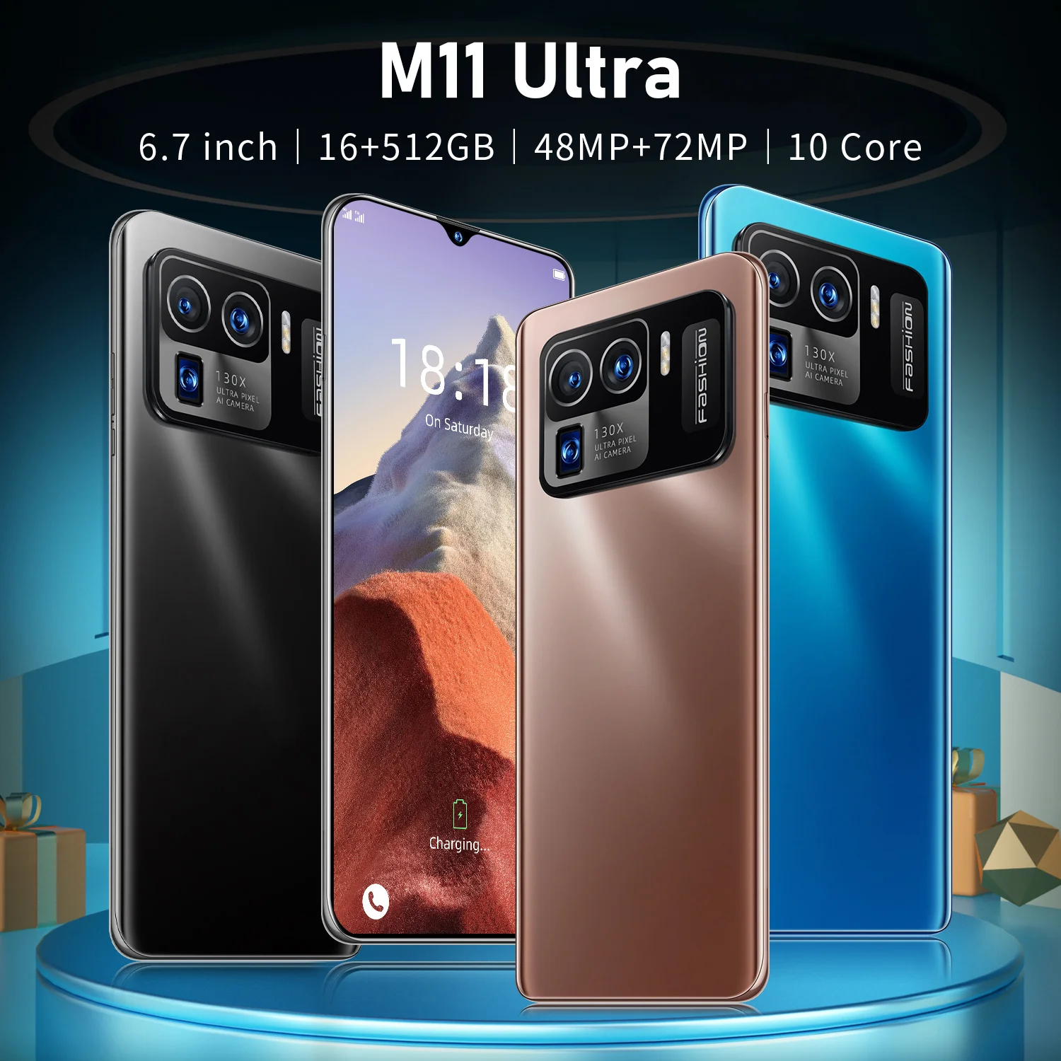 

Синий смартфон M11 Ultra, 16 + 512 ГБ, 6,7 дюйма, 48 + 72 Мп