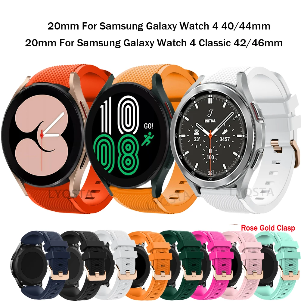 

20mm Silicone Band For Samsung Galaxy Watch 4 40 44mm High Quality Wristband Smart Watch Sports Strap For Watch4 Classic 42 46mm