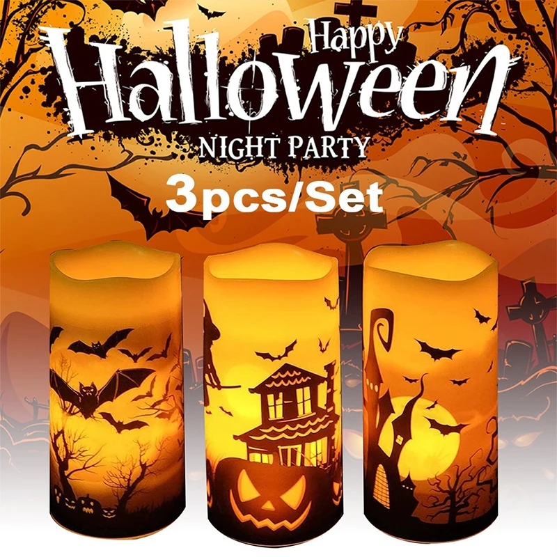 3 шт. креативный Хэллоуин беспламенный светодиодный светильник для свечей