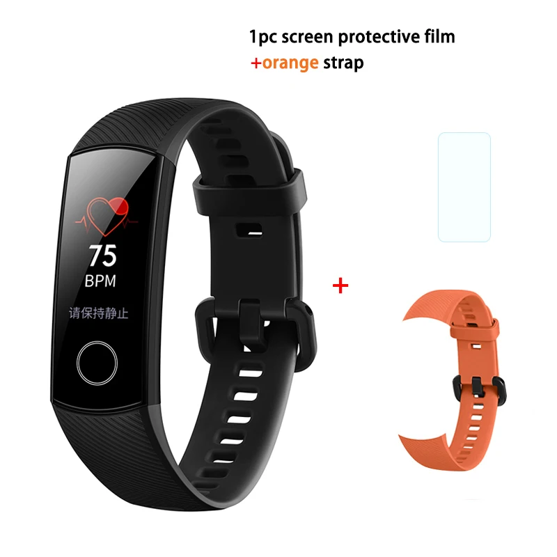 balck add orange Фитнес-трекер HUAWEI Honor Band 4 6-осевым инерционным монитор сердечного ритма полный сенсорный экран AMOLED Цвет Экран смарт-браслет - Цвет: balck add orange