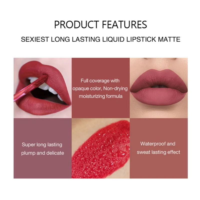 

12 Colors Waterproof Matte Nude Lipstick Not Stick Cup Long Lasting Silky Vivid Colorful Liquid Lipgloss Women Makeup Lipgloss