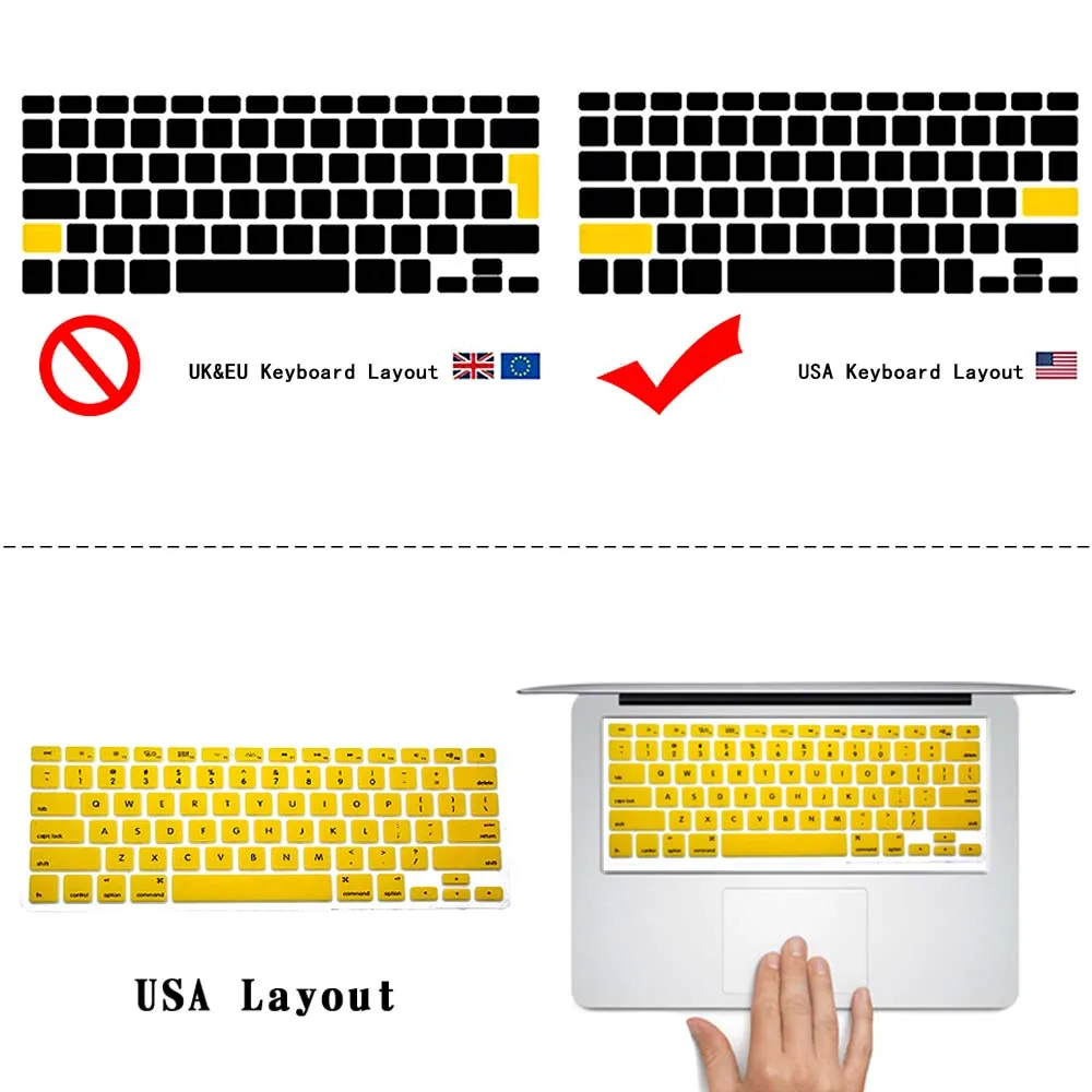 Новый чехол для клавиатуры Apple 2016 PRO 13 15 &quottouch bar A1706 A1707/2018 15" touch A1989 A1990 однотонная
