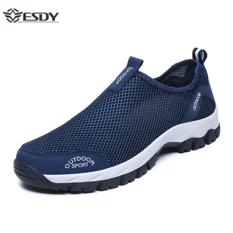 Summer Casual Shoes for Men 2019 Fashion Breathable Slip-On Mesh Sports Flat Sneakers Plus Size 39-49 |