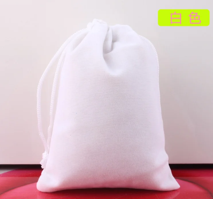 white 10pcs OMH 10 шт., 5x7 см, 7x9, 10x12 см, черная шелковая ткань, фланелет, замша, ювелирные изделия, бархат, упаковка, ожоги, золотой мешочек, подарочные сумки BZ05 - Цвет: white 10pcs