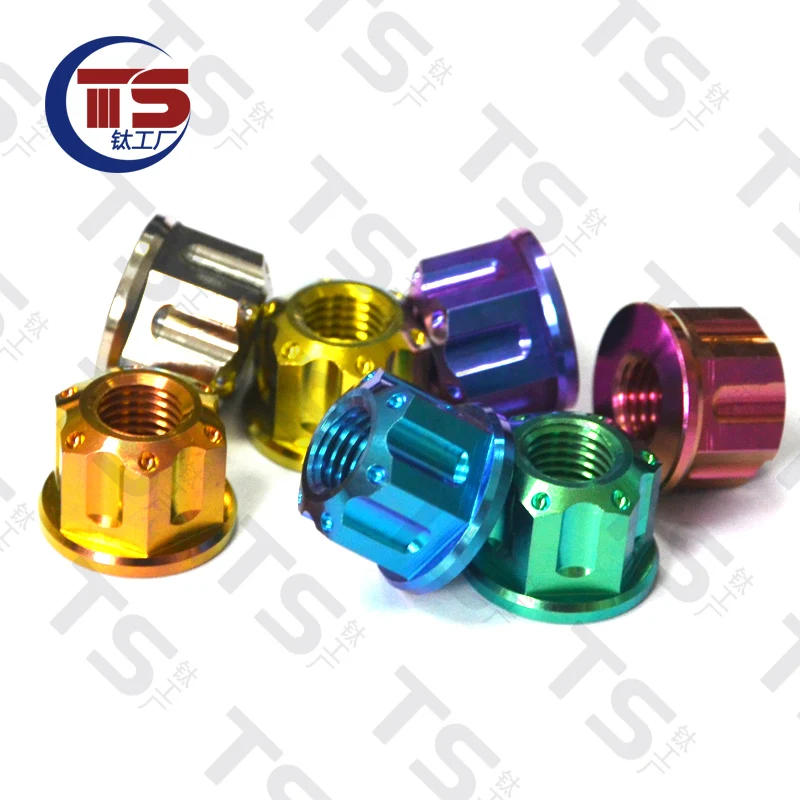 TS 6 шт. титановая гайка M6 M8 M10 M12 x 1 25 5 шаг Фланцевая шестигранные болты для