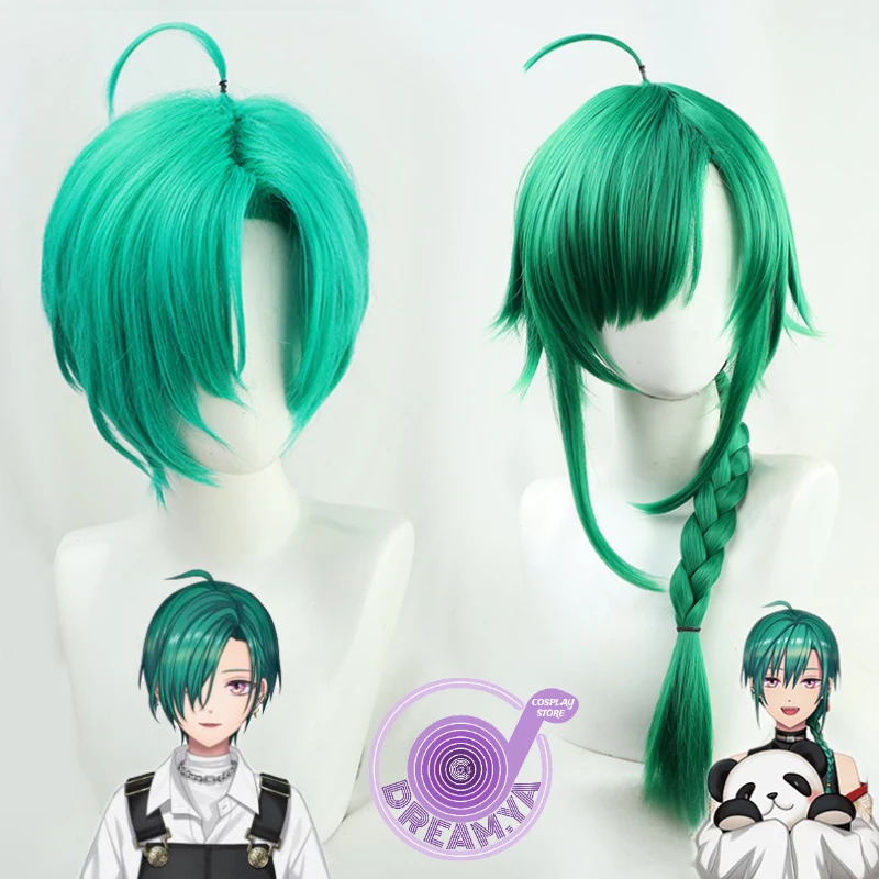 Парик для косплея Ryuu Shen зеленая длинная коса/короткие термостойкие