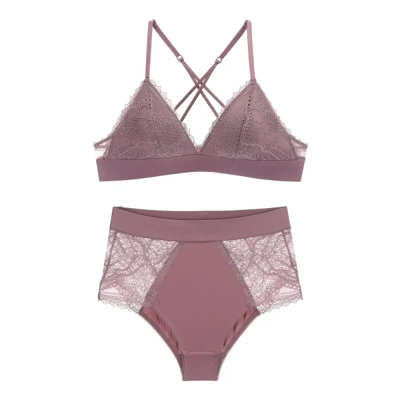 Комплект женского нижнего белья с кружевом и треугольными чашками | Женская