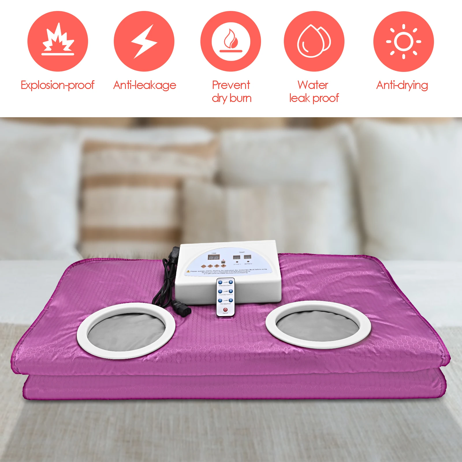 

Far-Infrared Sauna Blanket Stretchable Digital Thermal Sauna Blanket Body Shaper For Weight Loss And Fitness (With 2 Sleeves)