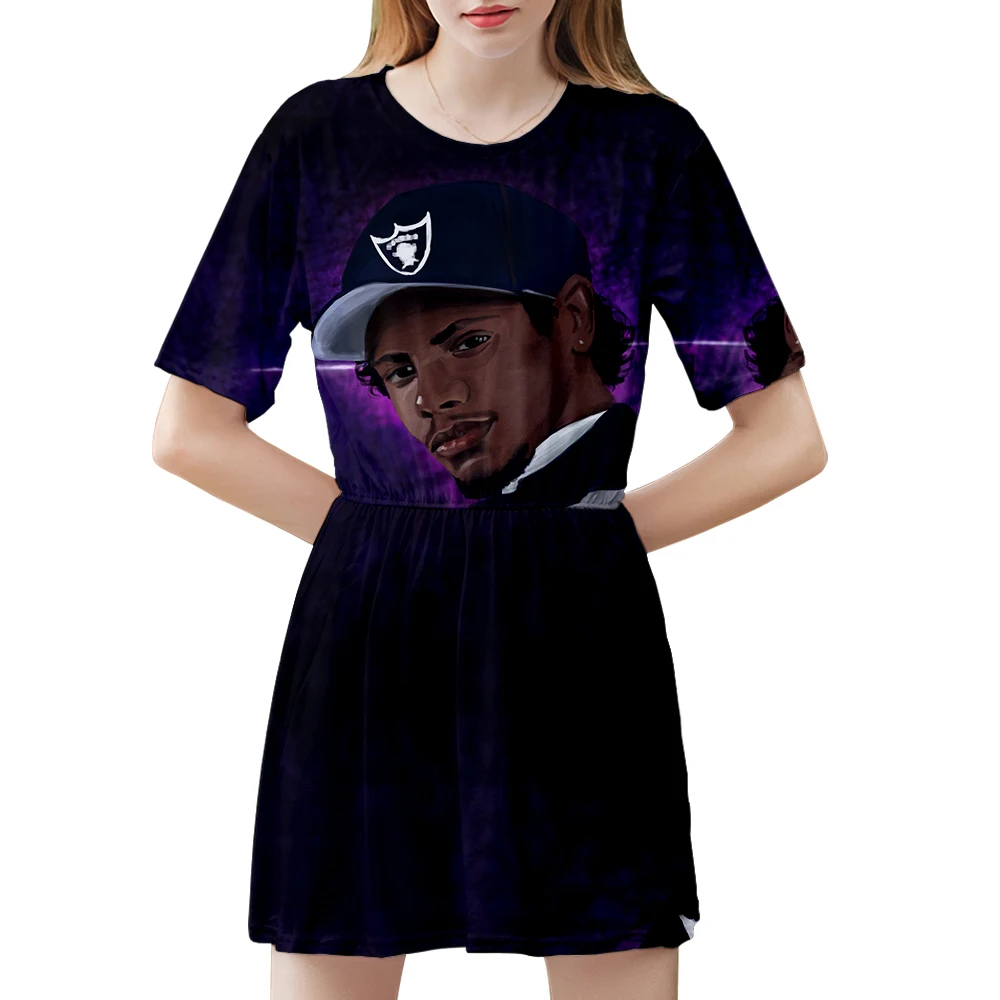 Гангста рэп Eazy E женское платье с 3D принтом модное негабаритное коротким рукавом