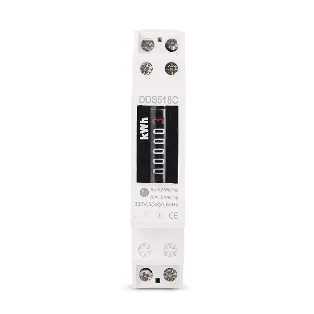 18mm Din Rail Single Phase Analog Counter Electricity Power Consumption Wattmeter Energy Meter Watt kWh 5-32A AC 230V | Инструменты