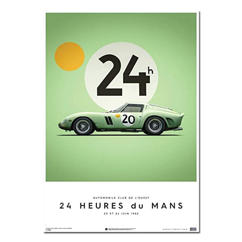 

24 Hours Of Le Mans June 1966 Poster On Canvas Print Wall Art Picture For Living Noom Home Decoration Frameless