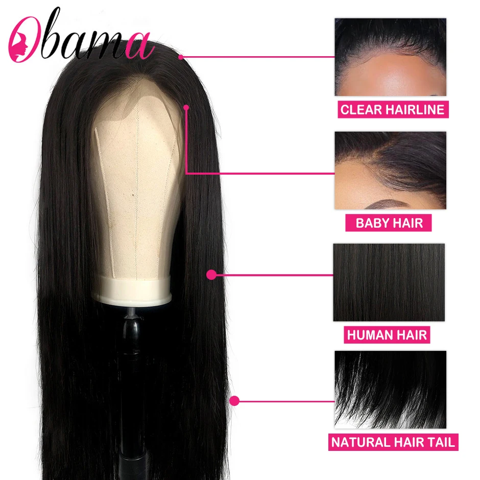 Полный парик шнурка малазийские прямые кружевные передние человеческие волосы