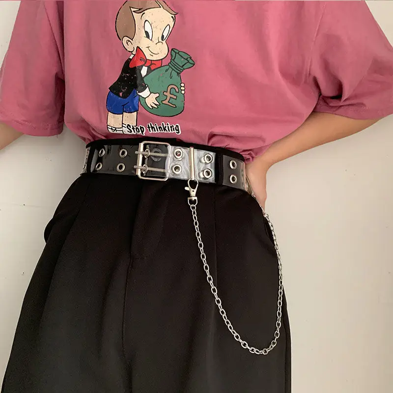 

Новинка 2021, взрывобезопасный женский ремень, прозрачный ремень, женское украшение, Простой корейский студенческий ремень с круглой пряжкой...