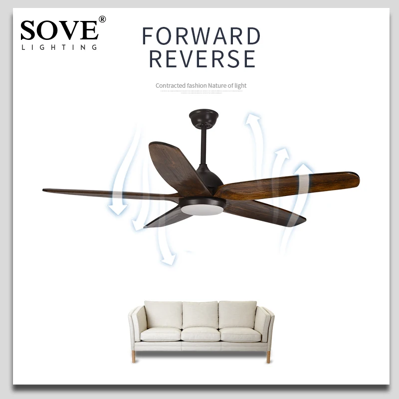 Деревянные потолочные вентиляторы с 5 лезвиями из твердой древесины 60 дюймов