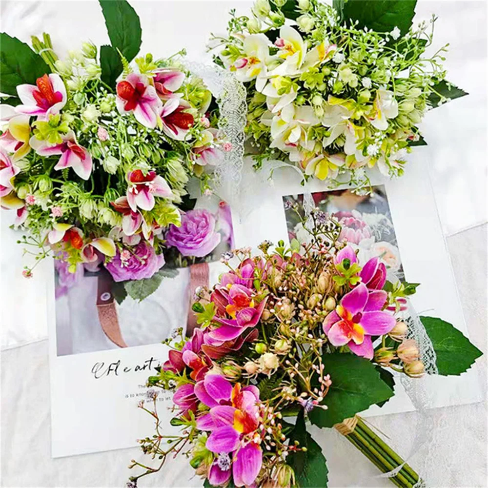 

Artificial Flowers Ocean Orchid Holding Flowers Bouquet Home Decoration Party Office Livingroom Wedding Decoration Accessories